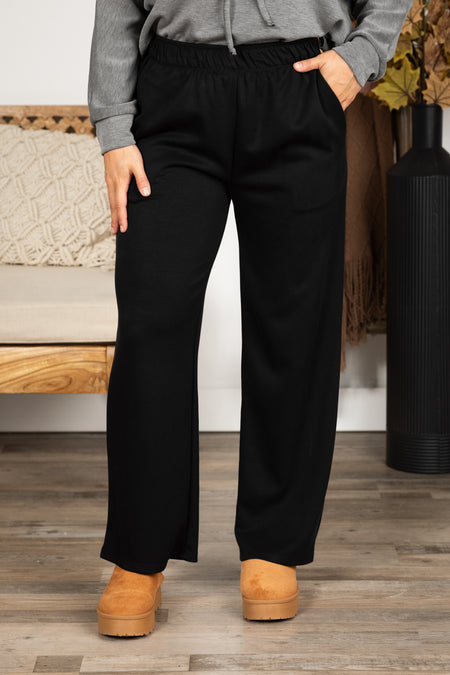 Solid Elastic Waist Pants