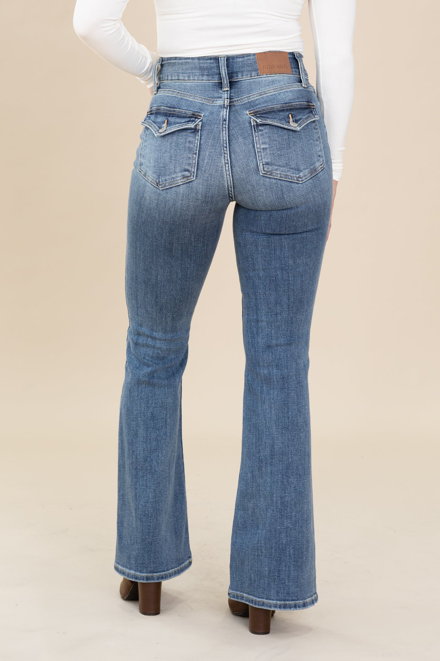 Judy Blue Medium Wash Double Button Flare Jean