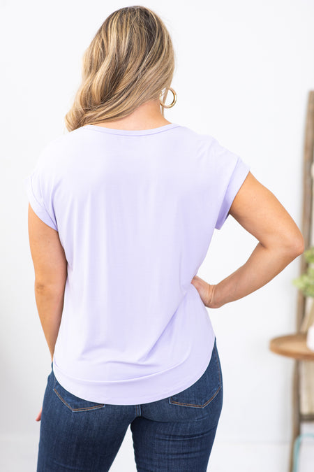 Light Lavender Classic Fit Bamboo Knit Top