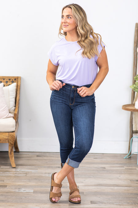 Judy Blue Medium Wash Cuffed Capris