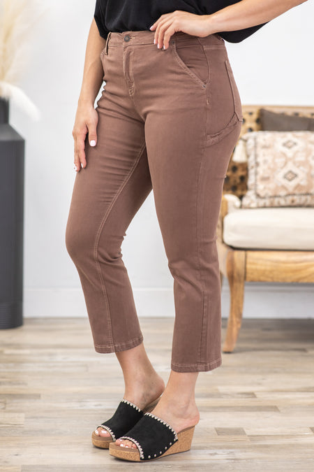 Mica Dark Mocha Utility Straight Crop Jean