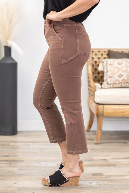 Mica Dark Mocha Utility Straight Crop Jean