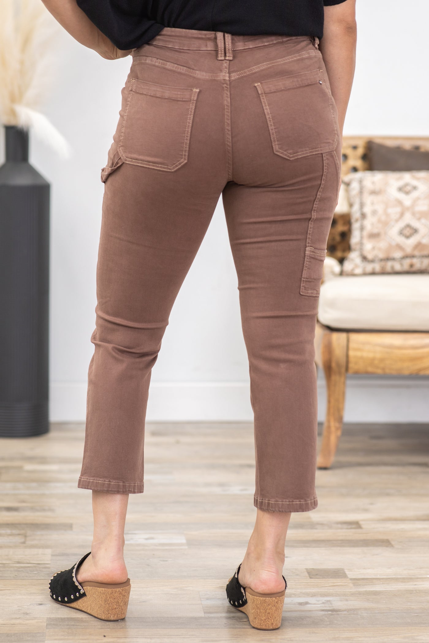 Mica Dark Mocha Utility Straight Crop Jean