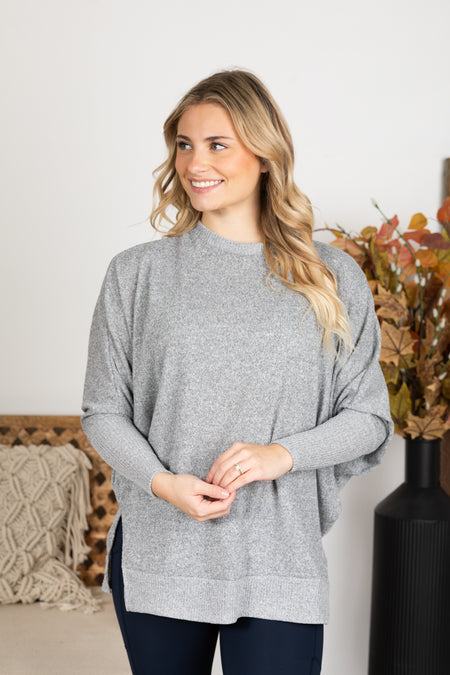 Long Sleeve Melange Knit Top