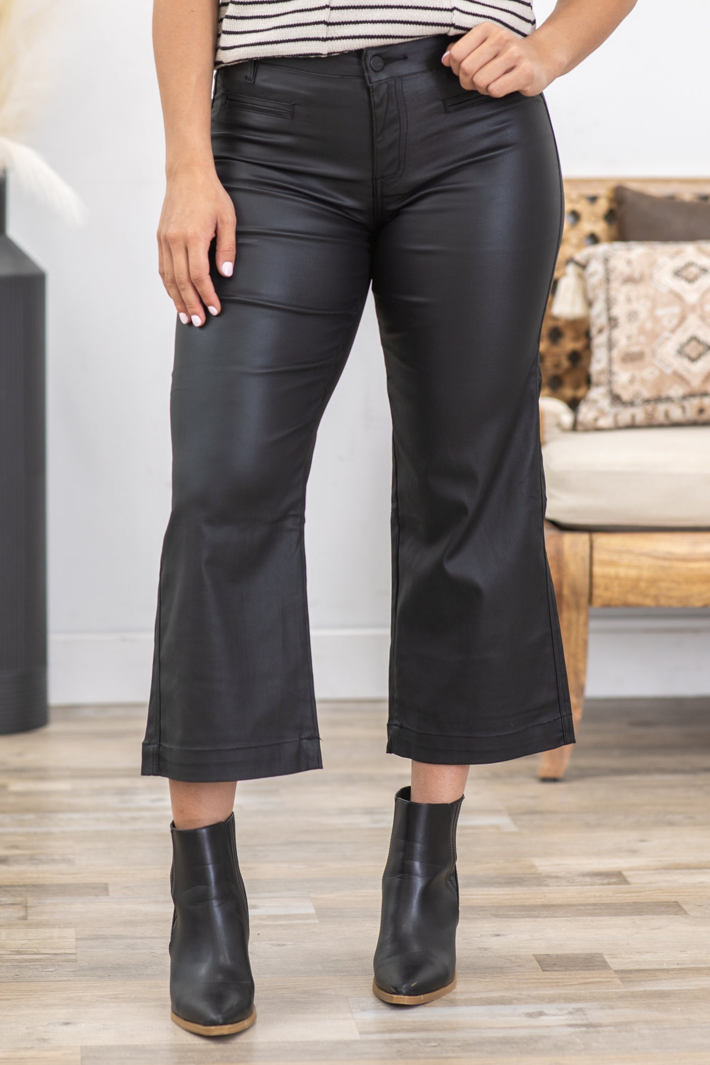 Mica Black Crop Wide Leg Pant