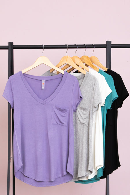 V-Neck Tee With Pocket