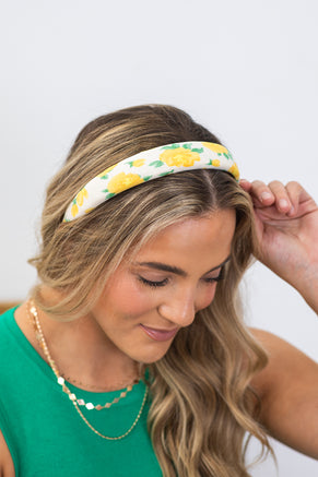 Yellow Printed Flowers Headband