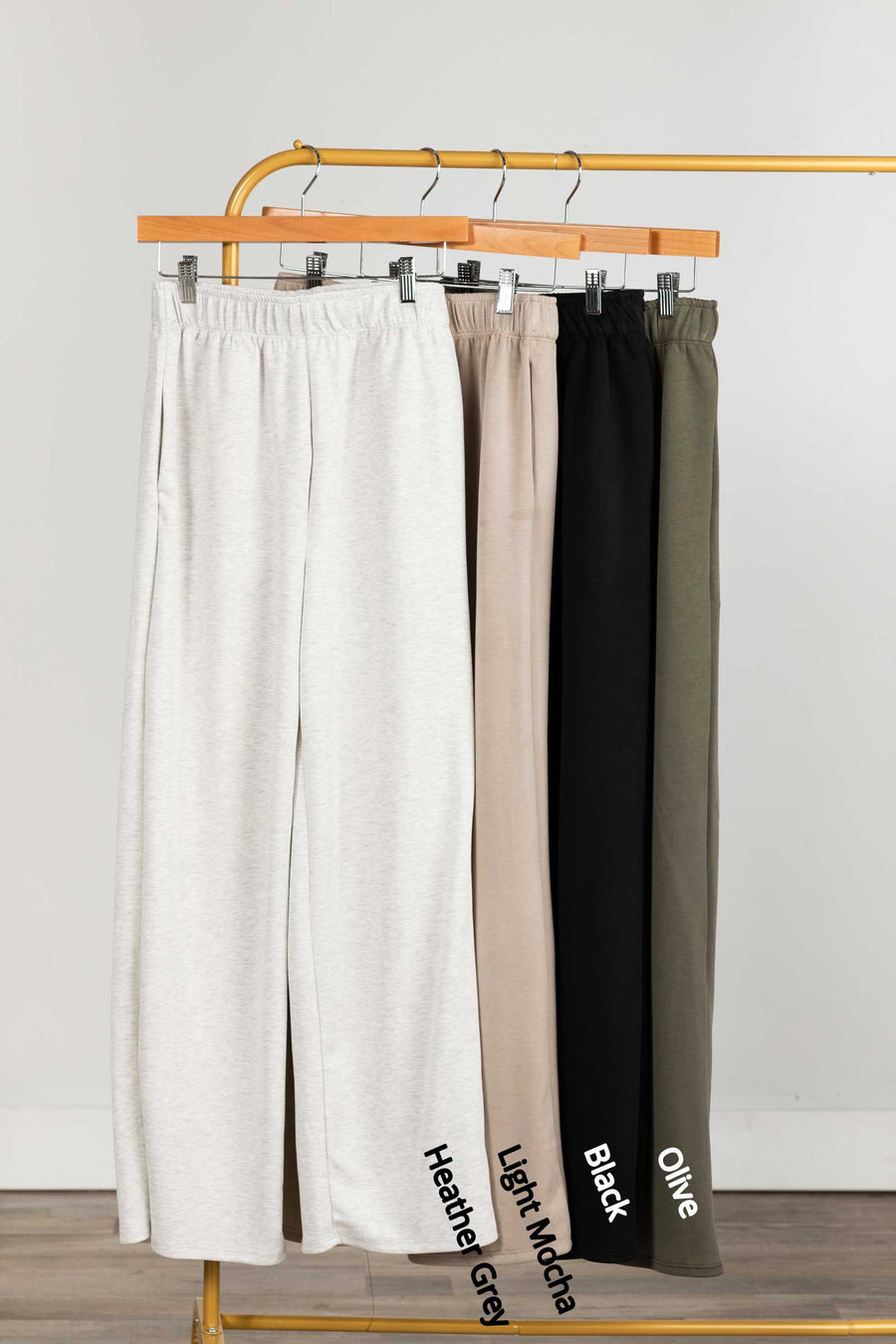 Solid Elastic Waist Pants