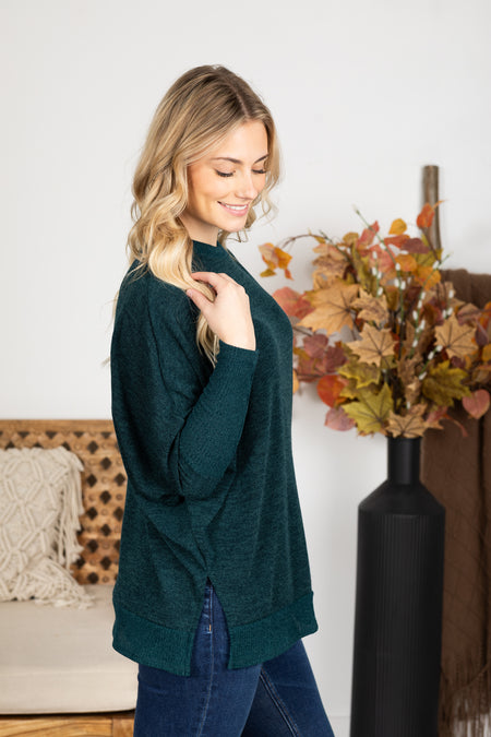 Long Sleeve Melange Knit Top