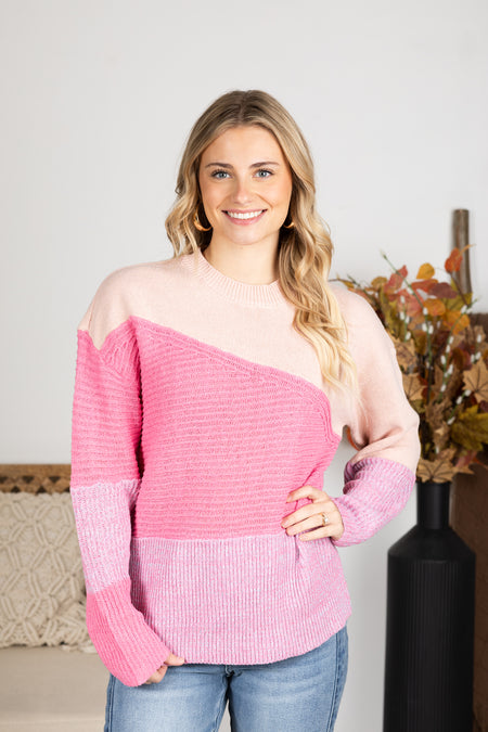 Diagonal Colorblock Sweater