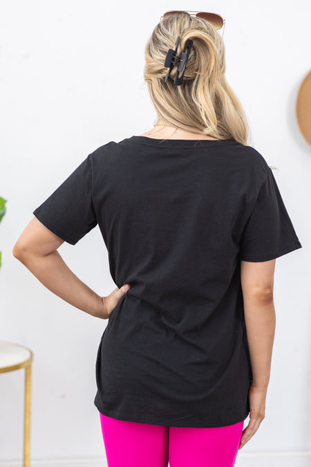 Black V-Neck Boyfriend Fit Tee