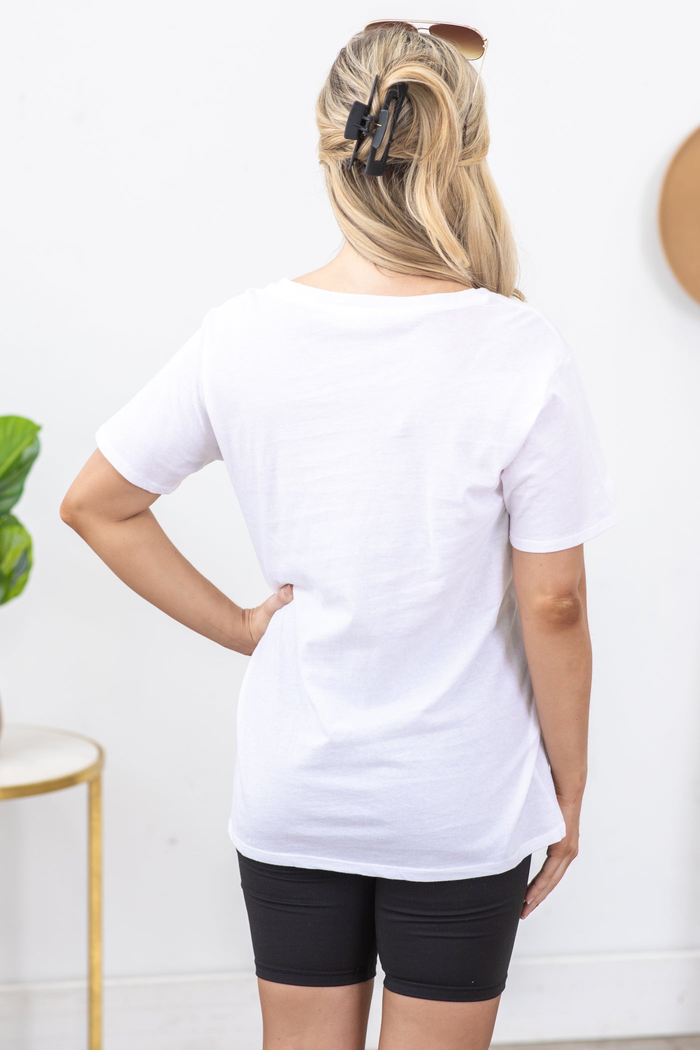 White V-Neck Boyfriend Fit Tee