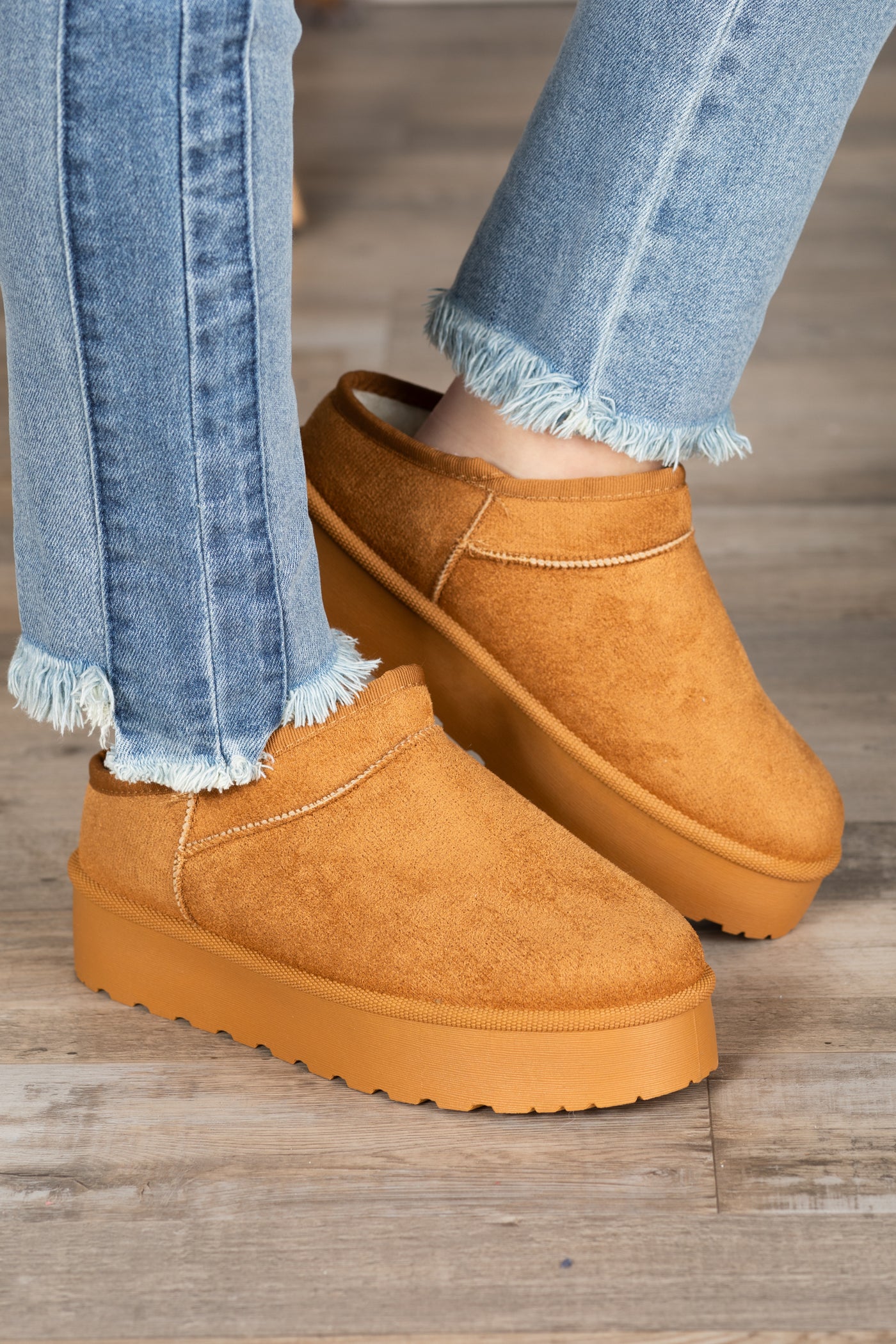 Mini Ankle Platform Fur Slip Ons