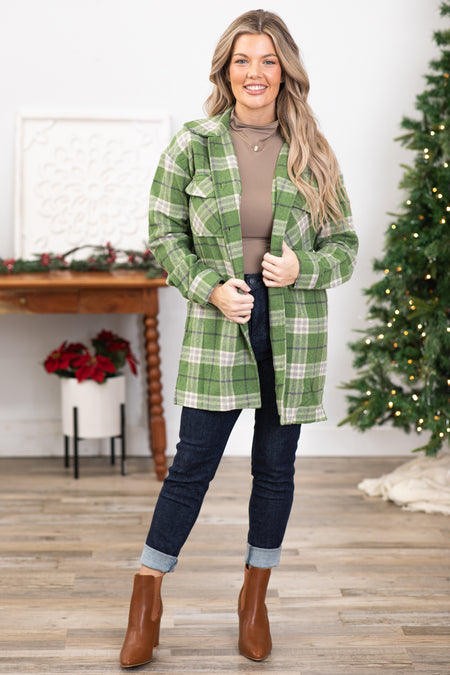 Kelly Green Plaid Shacket