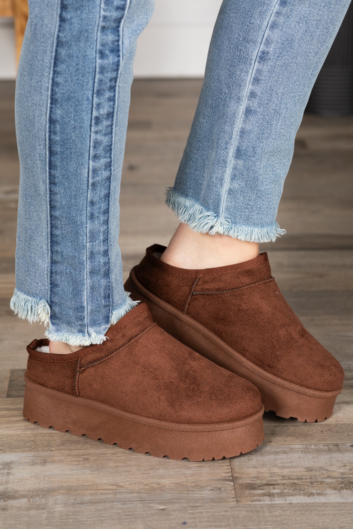 Mini Ankle Platform Fur Slip Ons