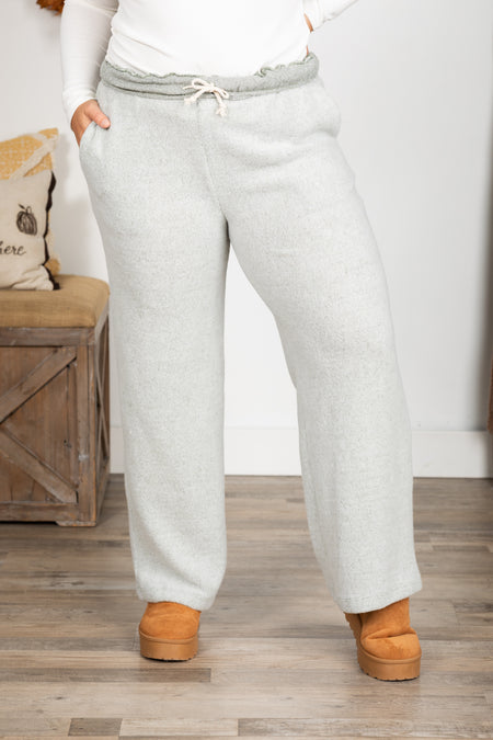 Soft Brushed Wide Leg Pants With Drawstring