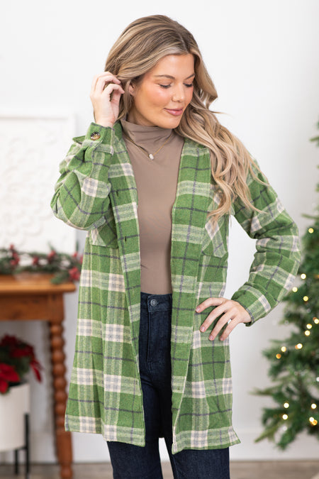 Kelly Green Plaid Shacket