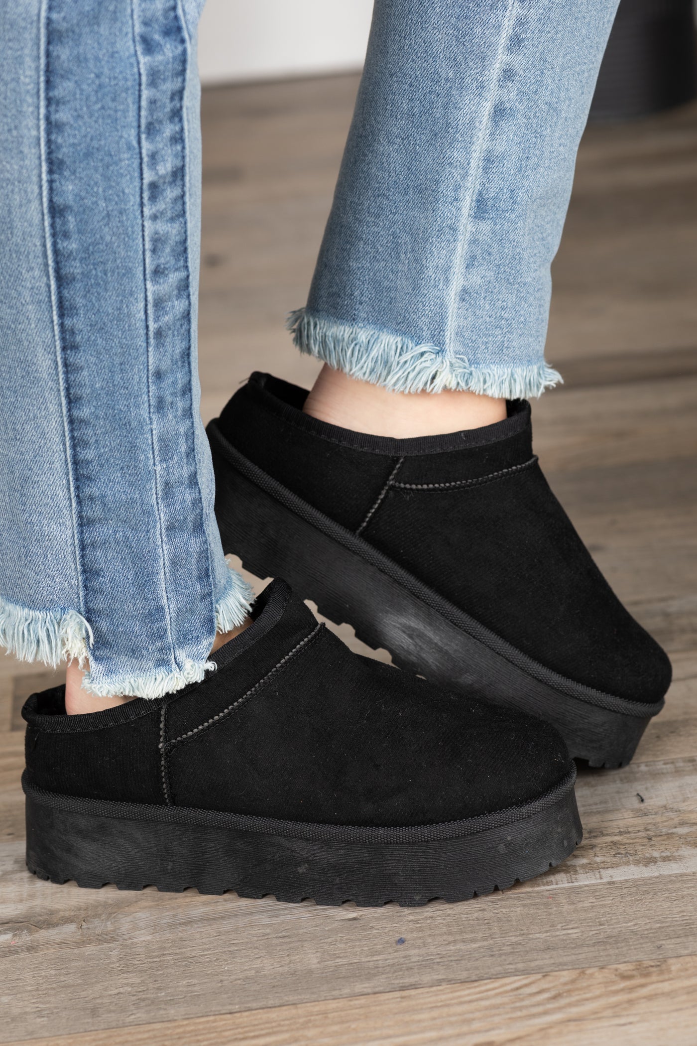 Mini Ankle Platform Fur Slip Ons