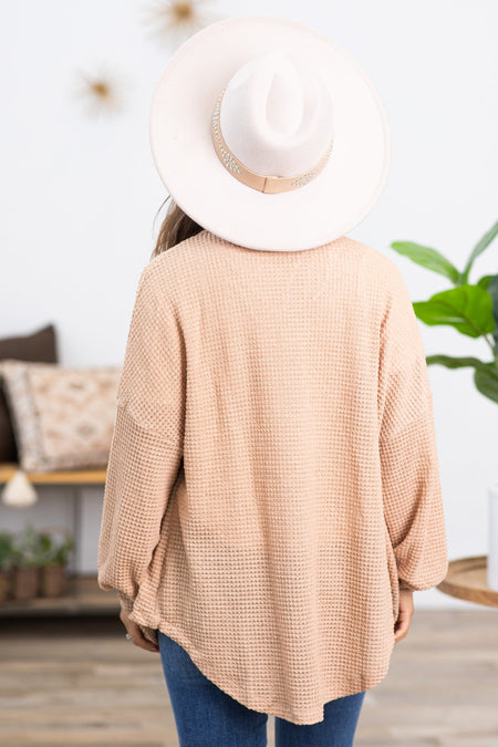 Tan Waffle Knit Shacket - Filly Flair