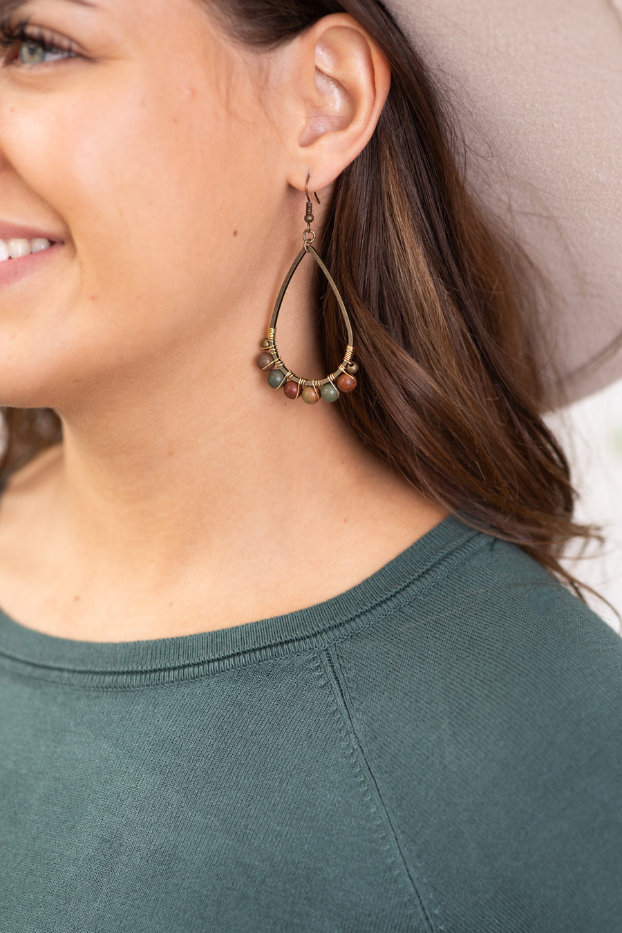 Bronze Multicolor Beaded Teardrop Earrings - Filly Flair