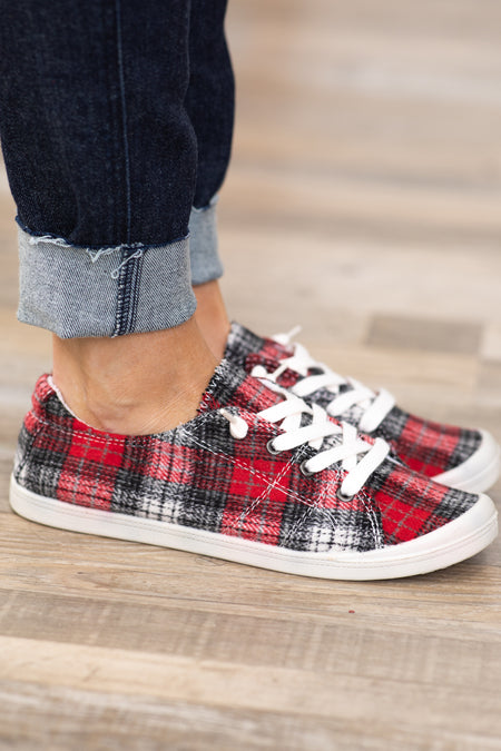 Red Plaid Sneakers