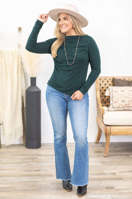 Boat Neck Long Sleeve Top