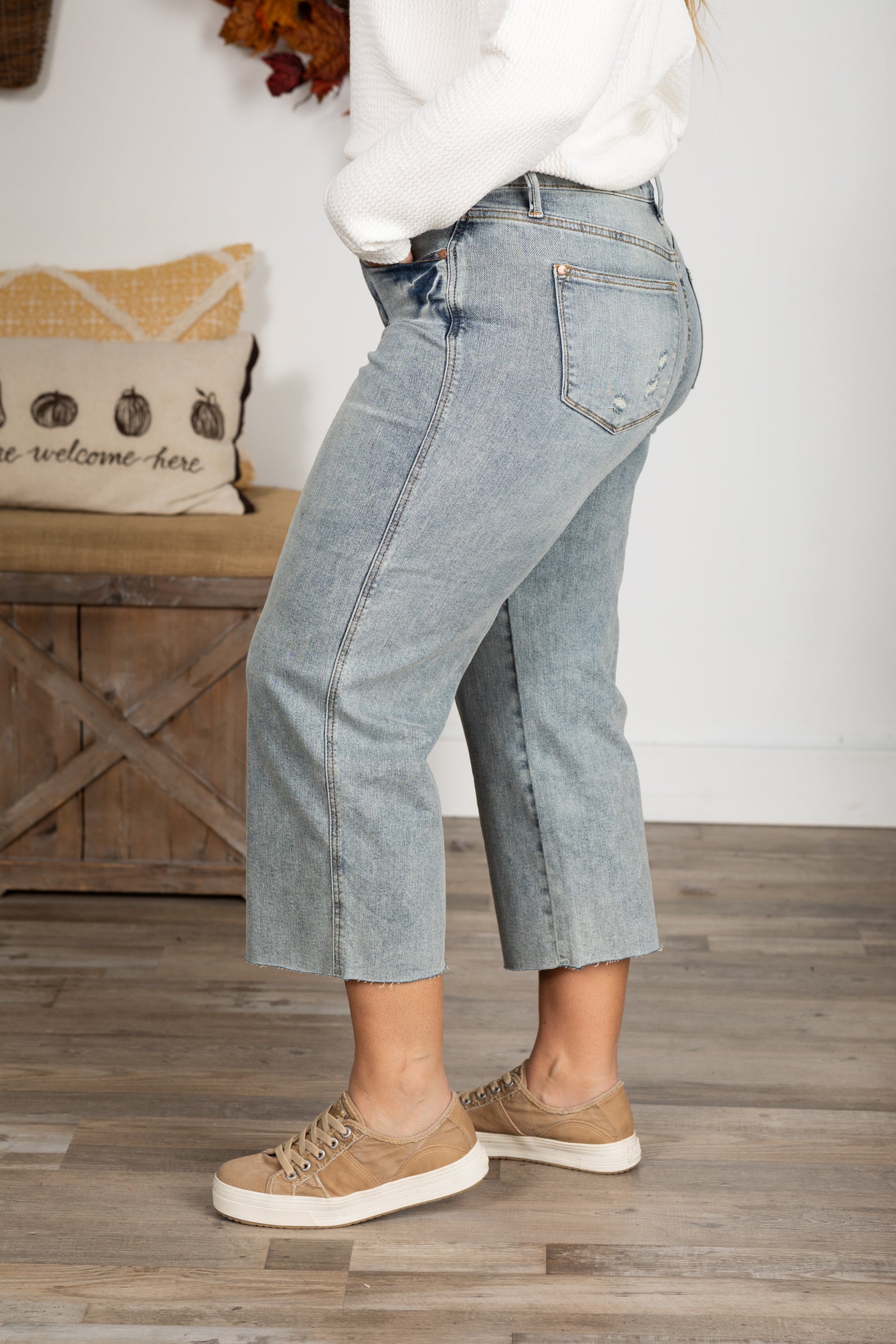 Judy Blue Tummy Control Crop Wide Leg Jean