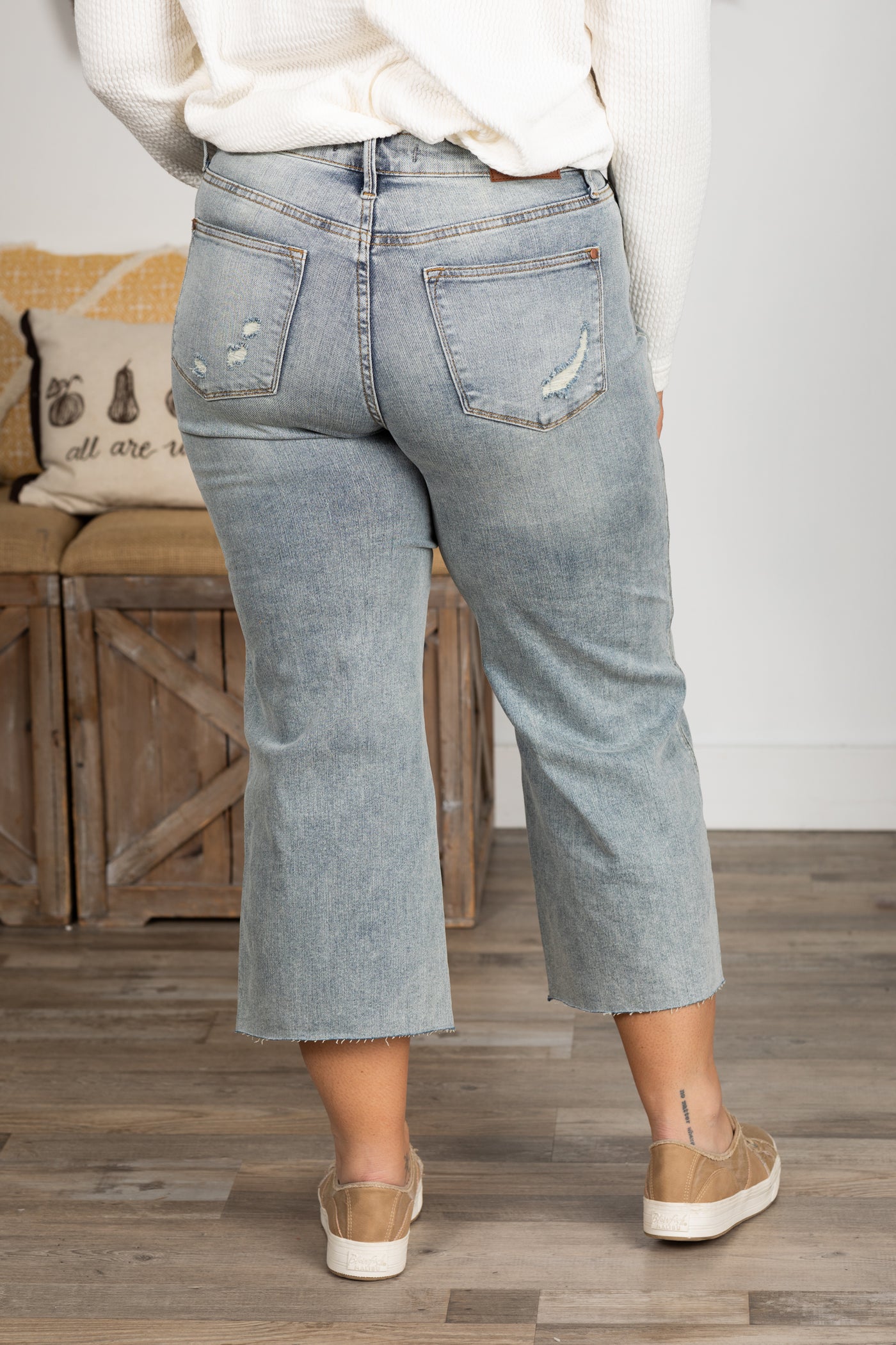 Judy Blue Tummy Control Crop Wide Leg Jean