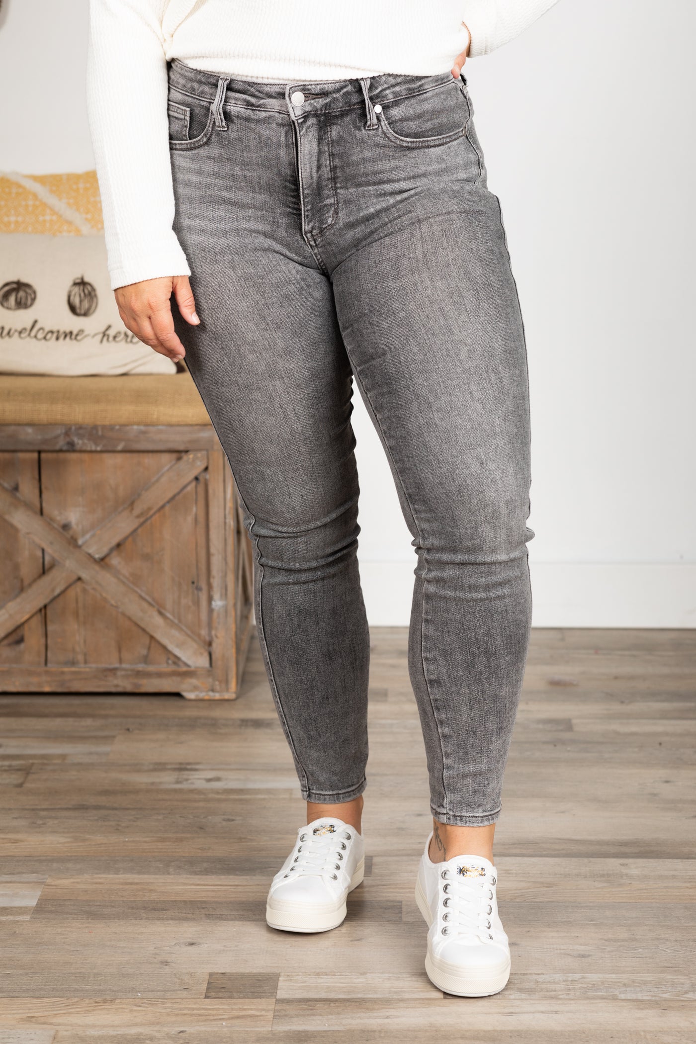 Judy Blue Grey Tummy Control Skinny Jeans