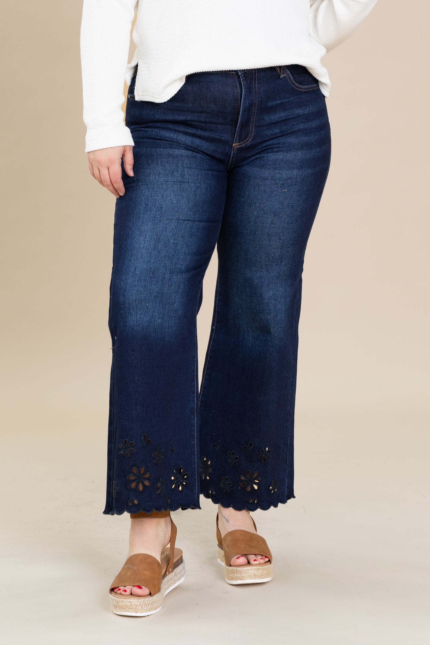 Risen Dark Wash Laser Cut Detail Jeans