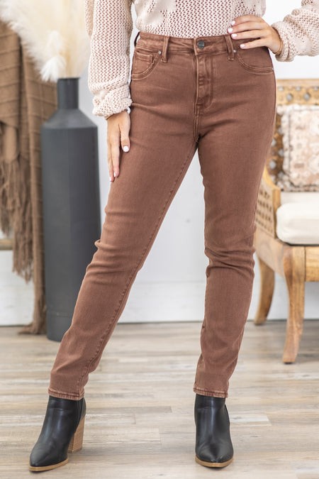 Risen Espresso High Rise Skinny Pants