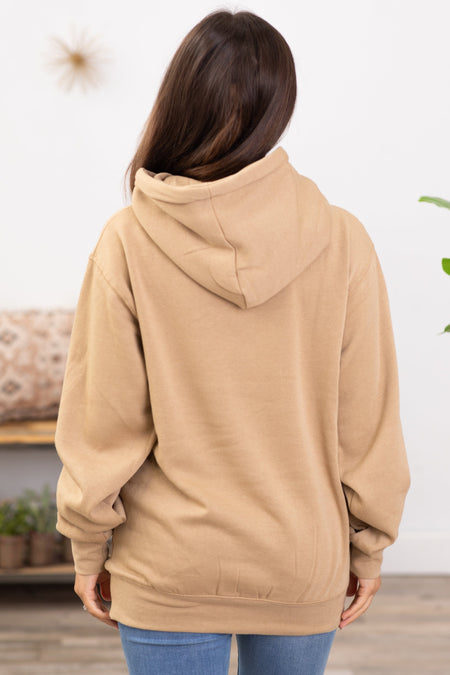 Tan Kangaroo Pocket Hoodie - Filly Flair