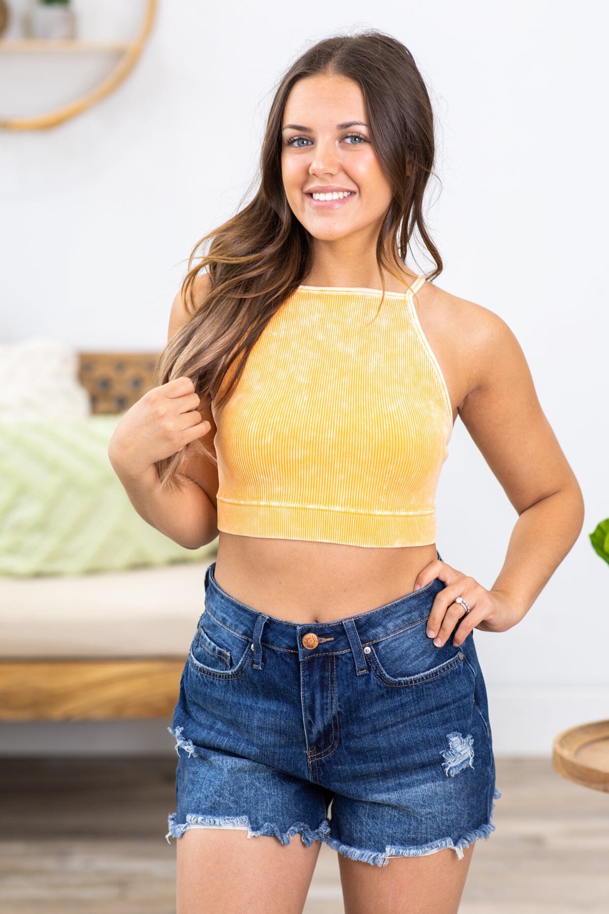 Orange Washed Ribbed Square Neck Bralette · Filly Flair