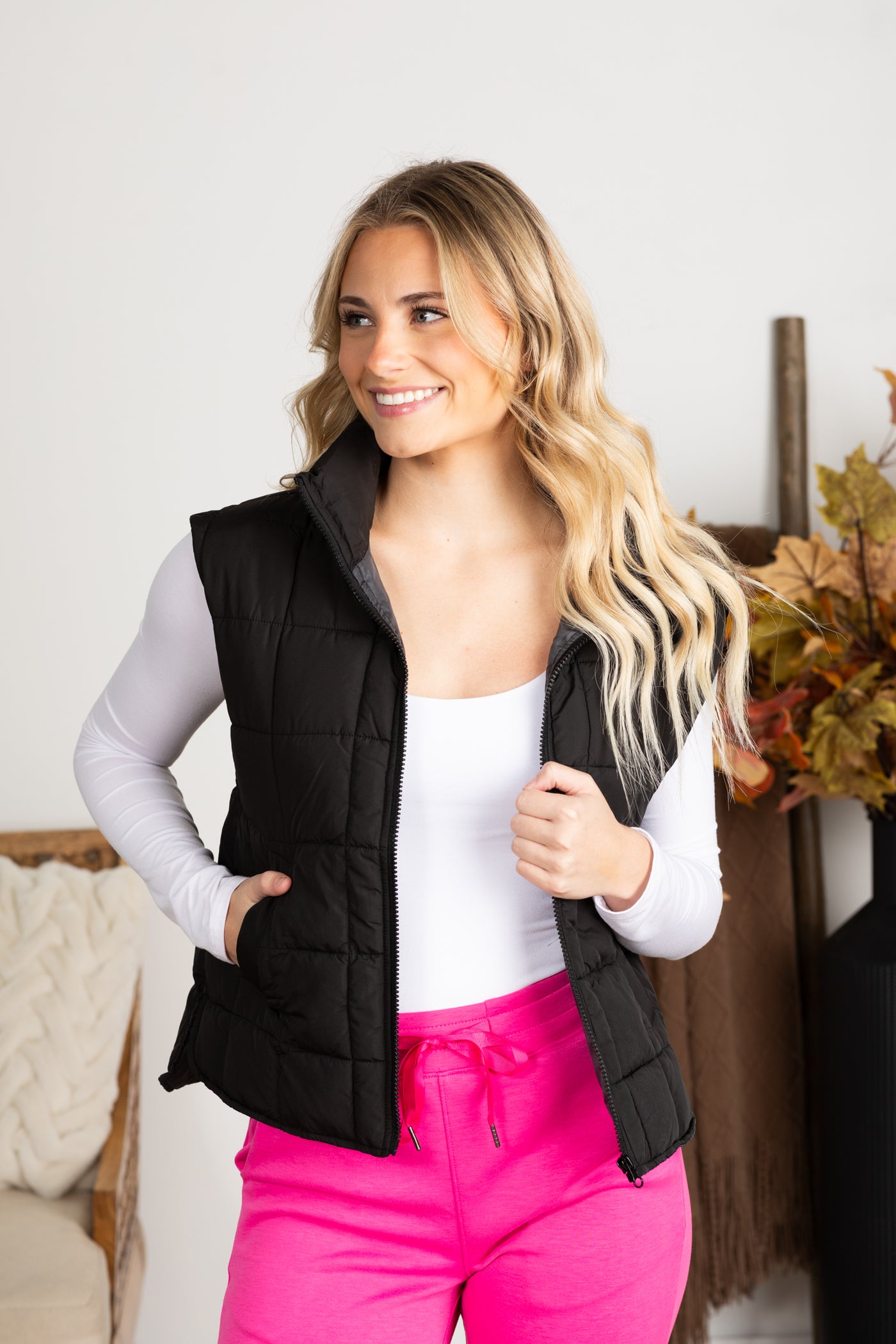 Solid Puffer Padded Vest