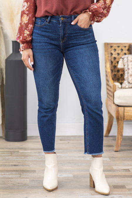 Mica Dark Wash High Rise Straight Crop Jean