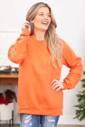 Coral Round Neck Drop Shoulder Sweatshirt