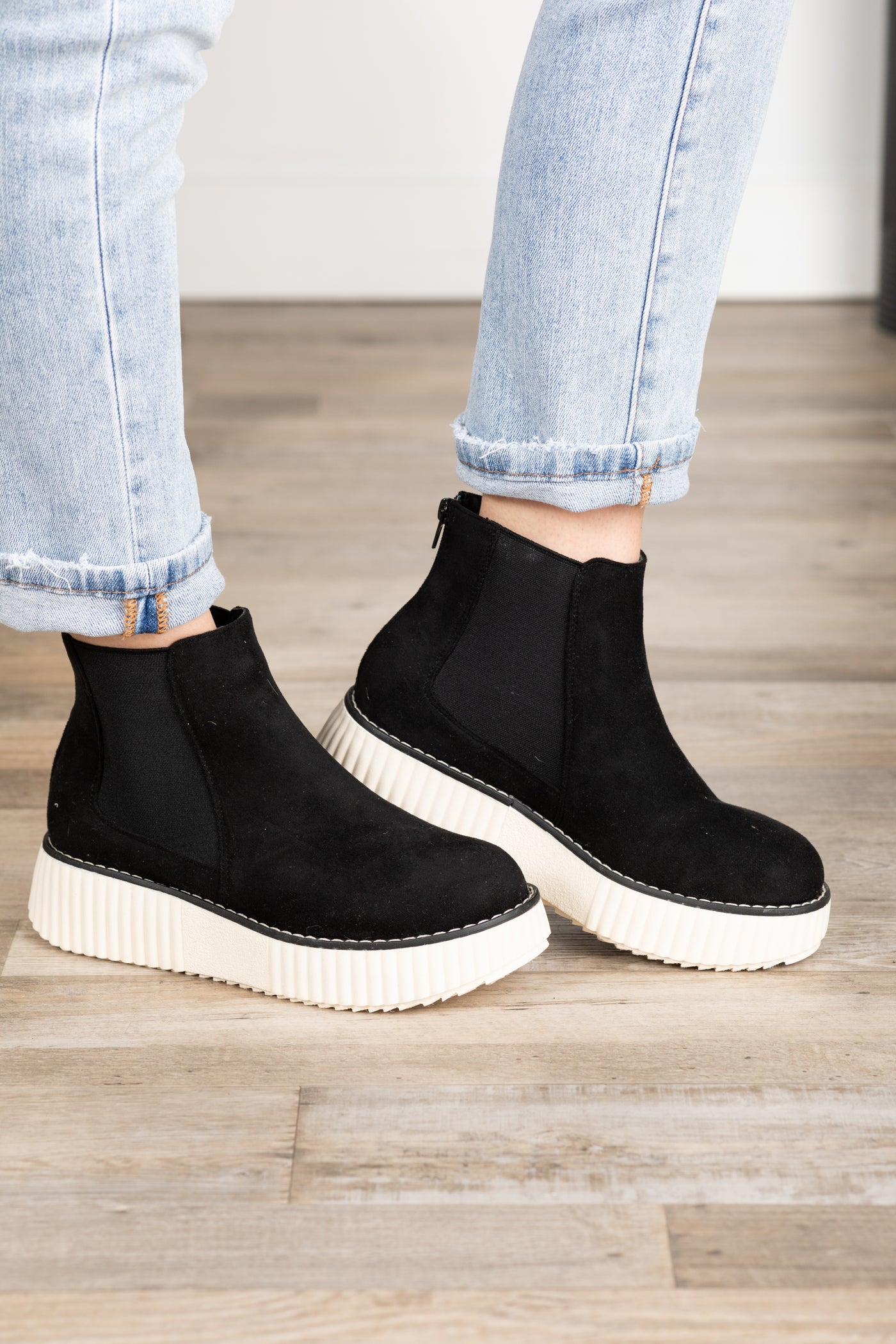 Black Suede Platform Bootie