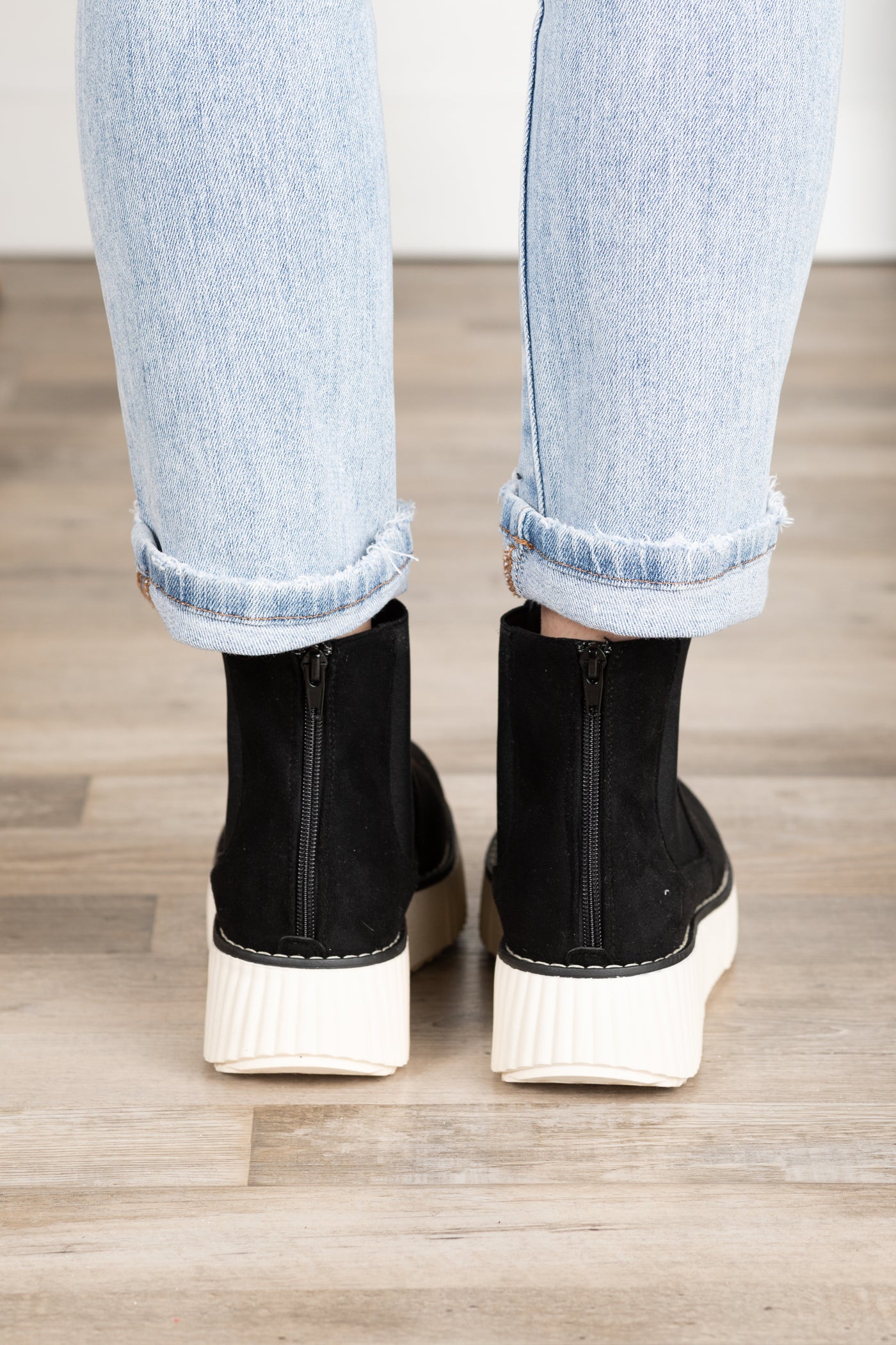 Black Suede Platform Bootie