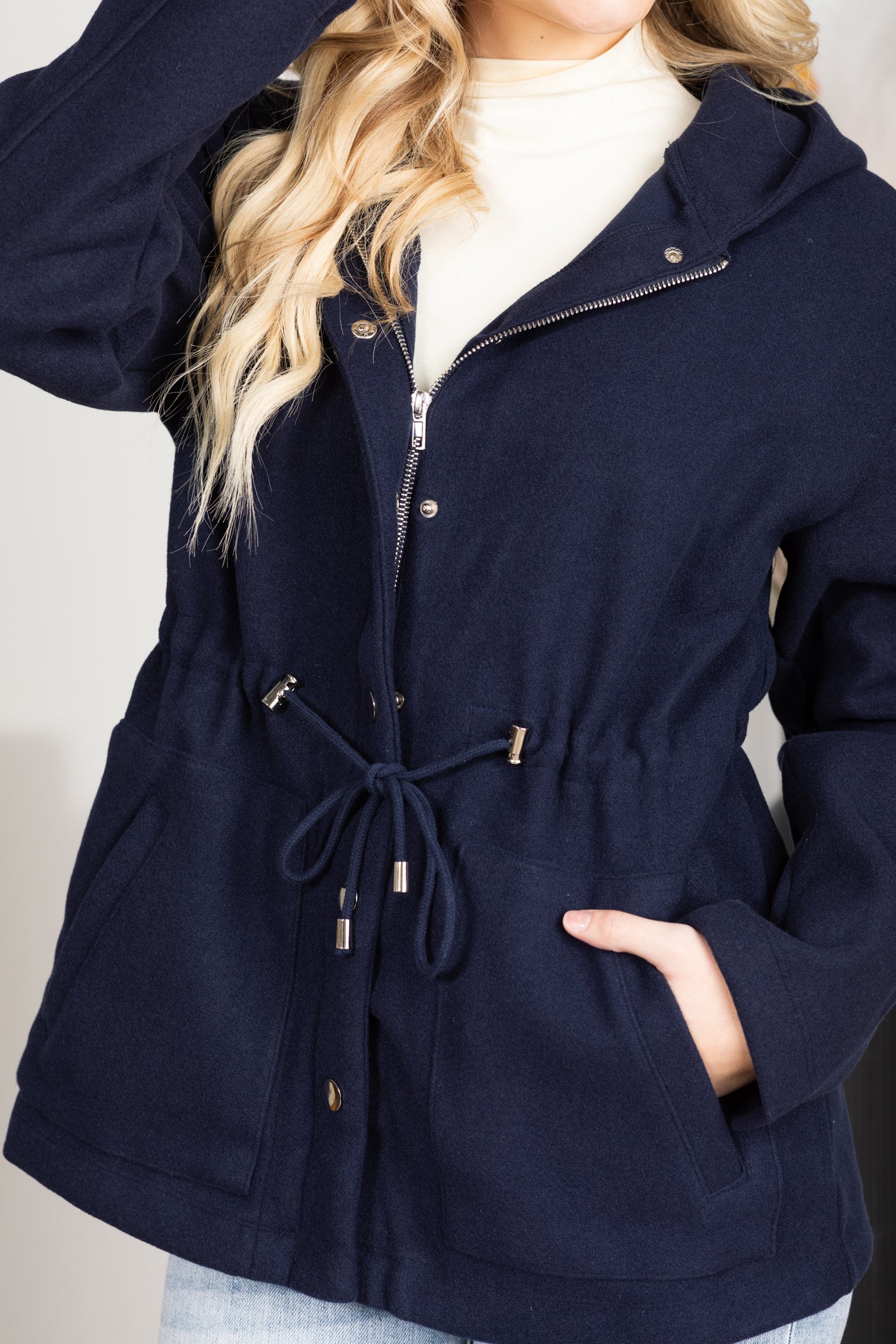 Waist String Hooded Jacket