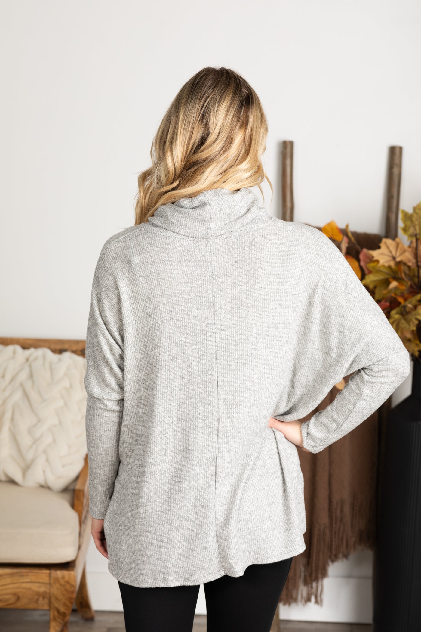 Brushed Knit Cowl Neck Tunic