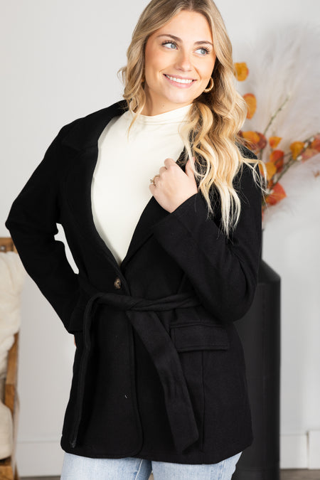 Buttoned Coat With Belt