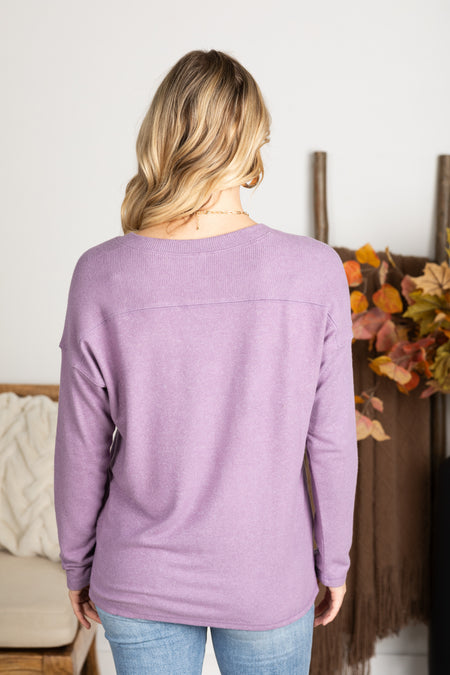 Ultra Soft V-Neck Long Sleeve Knit Top