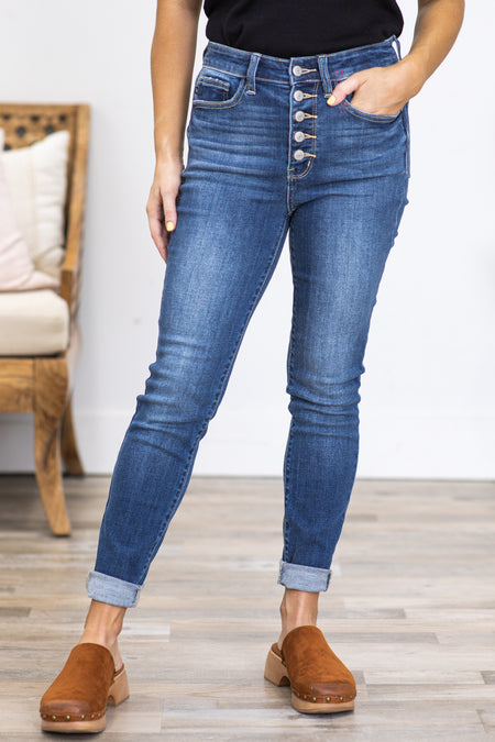 Judy Blue High Rise Button Fly Skinny Jeans