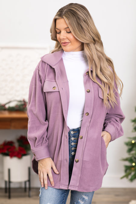 Light Lavender Fleece Shacket