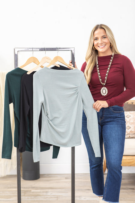 Boat Neck Long Sleeve Top