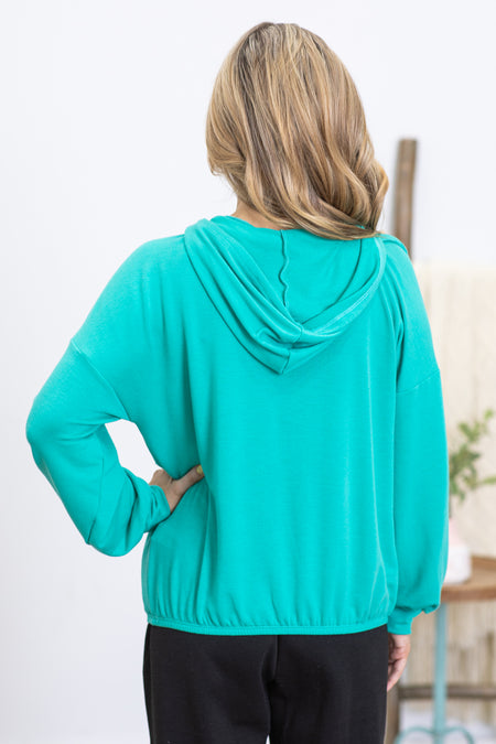 Turquoise Lightweight 1/2 Zip Hoodie