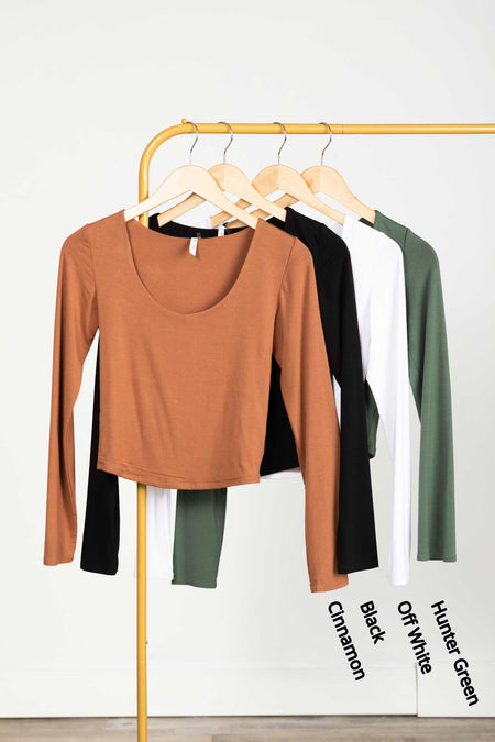 Double Layer Scoop Neck Long Sleeve Top