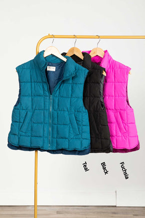 Solid Puffer Padded Vest