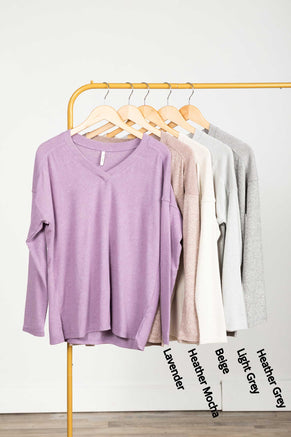 Ultra Soft V-Neck Long Sleeve Knit Top