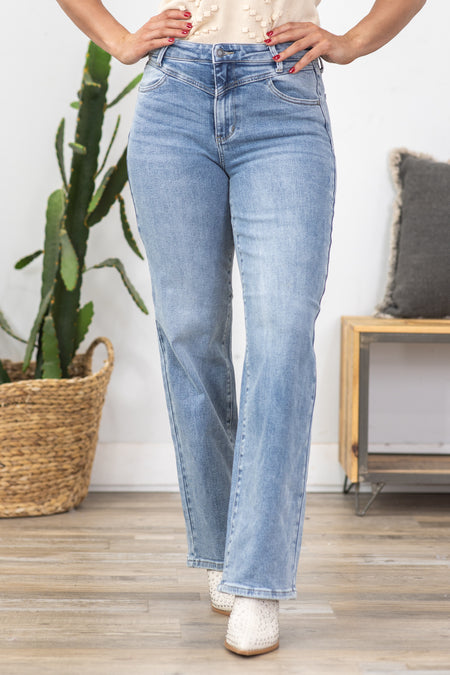 Judy Blue Front Yoke Retro Wide Leg Jeans